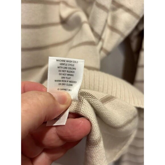 Garnet Hill 100% Pima Cotton Boxy Striped Sweater Lightweight Oversized Large - Picture 8 of 8